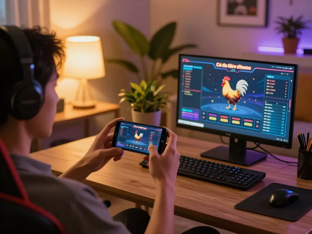 Bắt trọn cảm xúc khi xem Cá đó đá gà thomo phát trực tiếp từ một không gian chơi game ấm cúng tại nhà.
