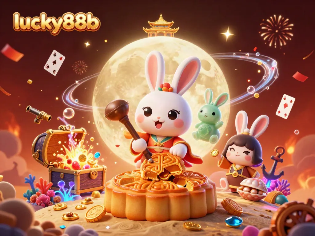 Experience thrilling gameplay with lucky88b while watching a charming moon rabbit reveal poker chips.
