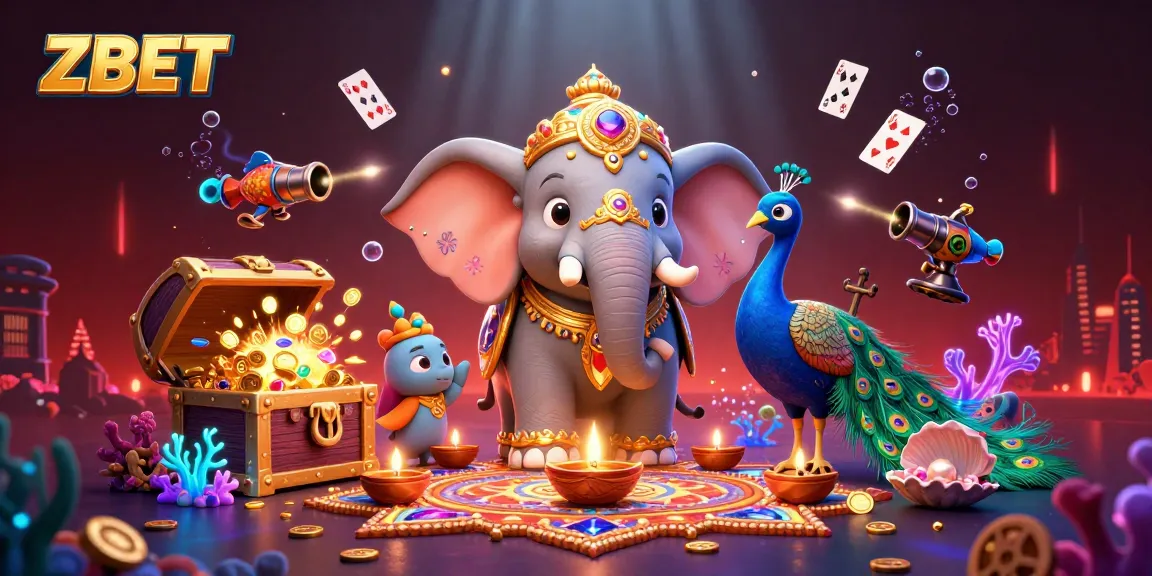 ZBET enhances your online gaming experience with vibrant 3D illustration depicting a Diwali-themed scene filled with excitement.
