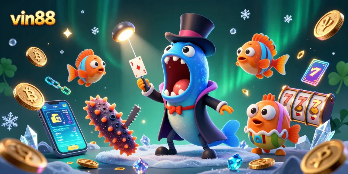 Experience thrilling vin88 casino moments with a magical underwater scene showcasing vibrant characters and digital assets.