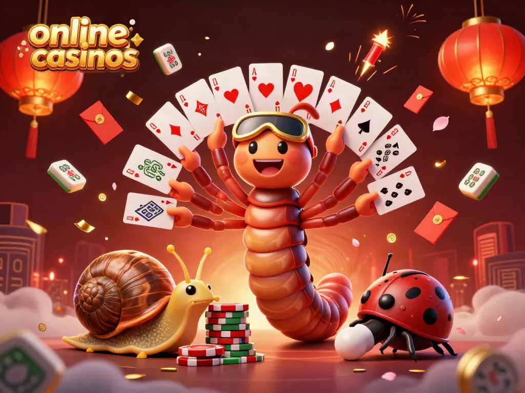 Engage with online casinos through vibrant characters and rich gaming elements in a dynamic 3D scene.