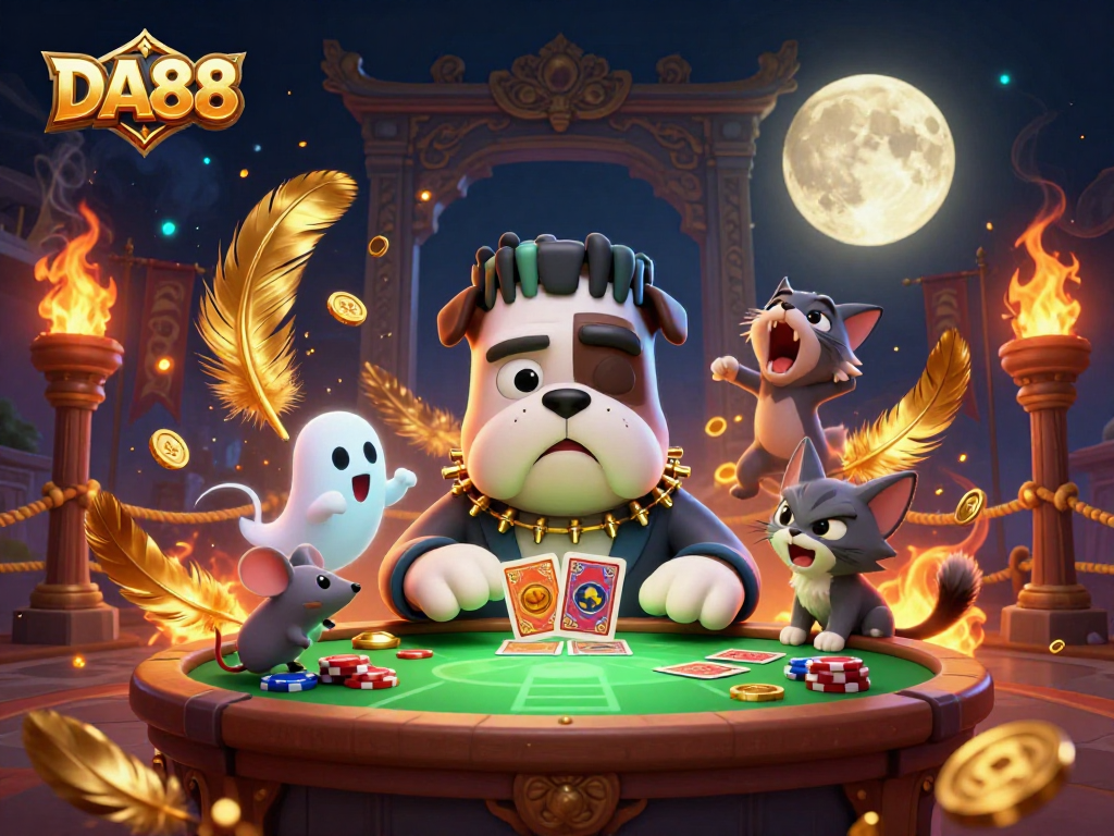 Engage in thrilling gameplay with DA88 at a haunted casino table with immersive characters.