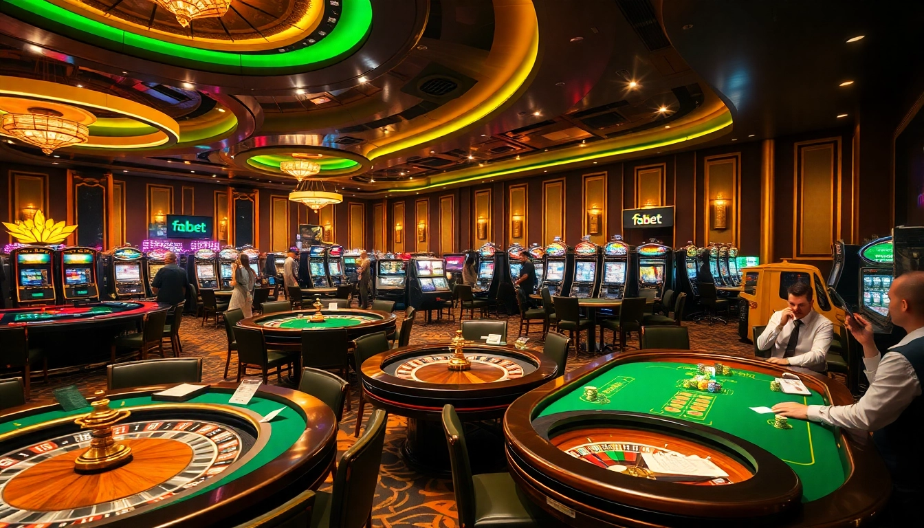 Experience vibrant gaming energy at fabet3.com with luxurious casino tables and thrilling slot machines.