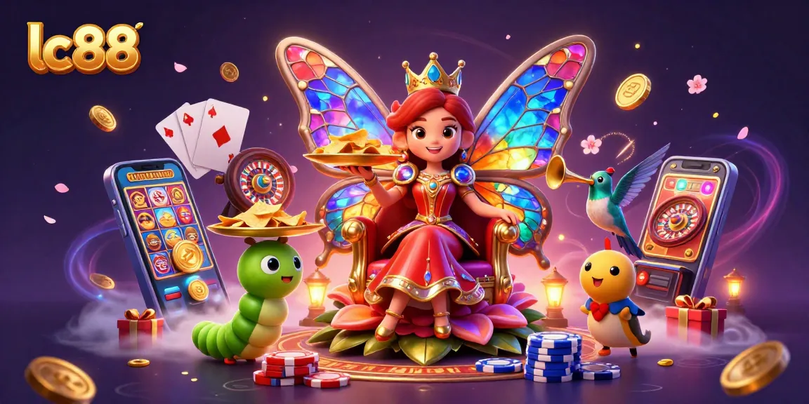 Engage in lc88's vibrant casino experience with animated characters and gaming elements.