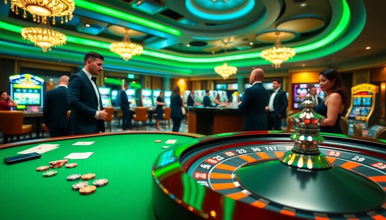 Experience thrilling gaming at Jl111.life with vibrant casino action and elegant players enjoying their bets.