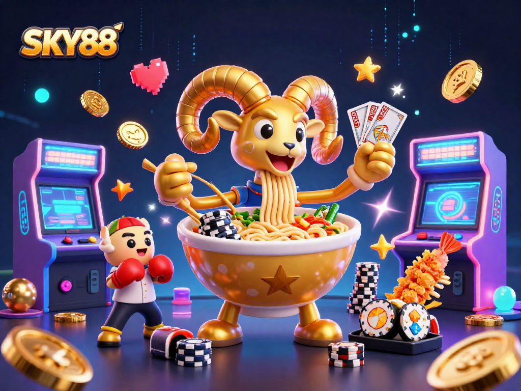 SKY88 offers thrilling action with colorful characters in a vibrant 3D gaming and casino environment.
