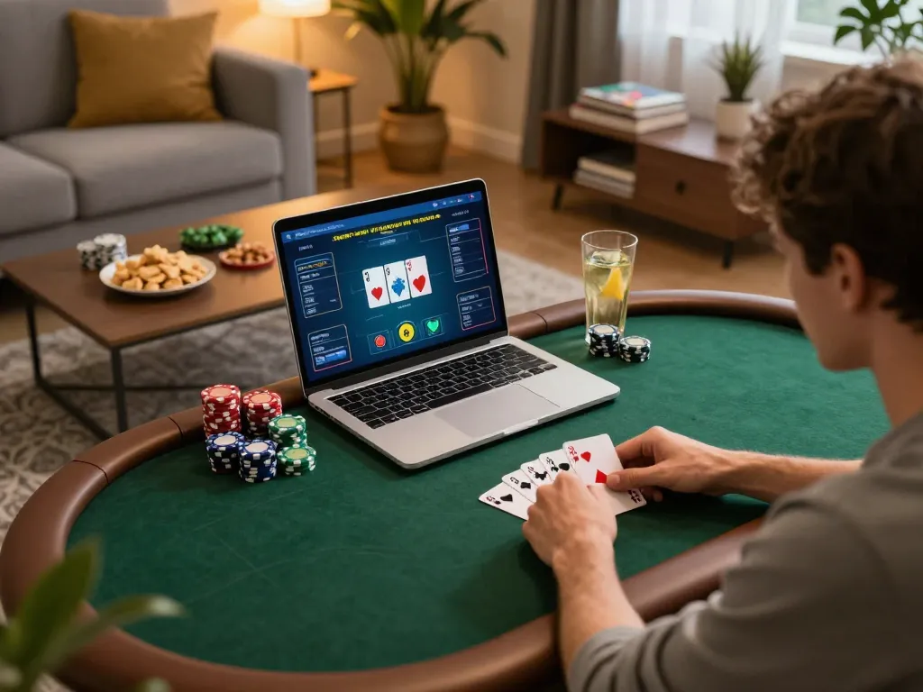 Discover exciting gameplay and strategies on Link truy cập Rik88 at a stylish home poker setting.