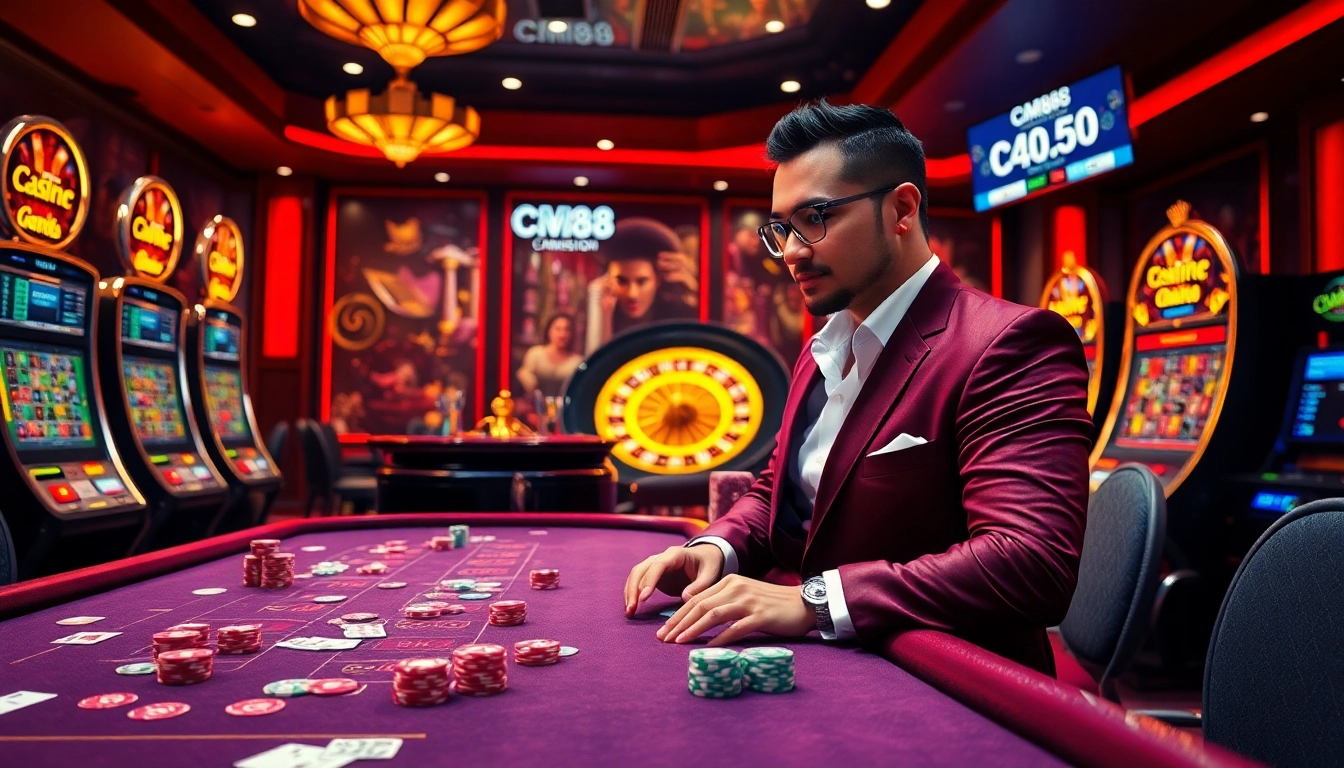 Experience the thrill of CM88 with vibrant casino tables, colorful chips, and engaging gameplay.