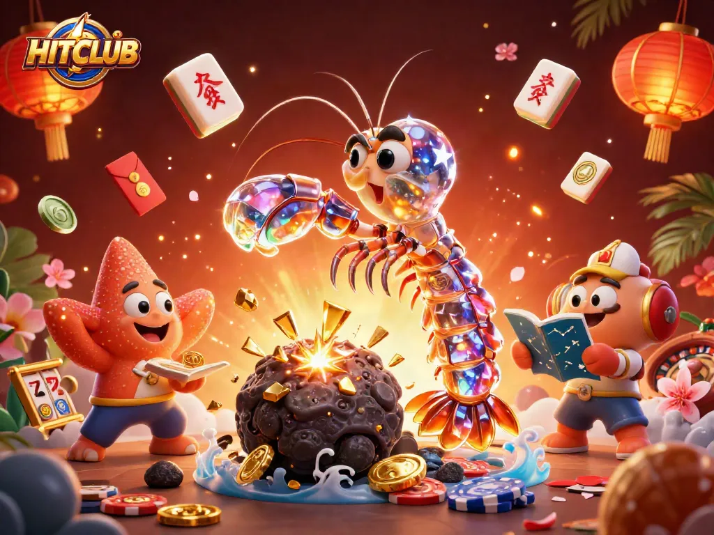 Engage with HITCLUB's dynamic gaming scene featuring a galactic samurai amidst vibrant casino elements.