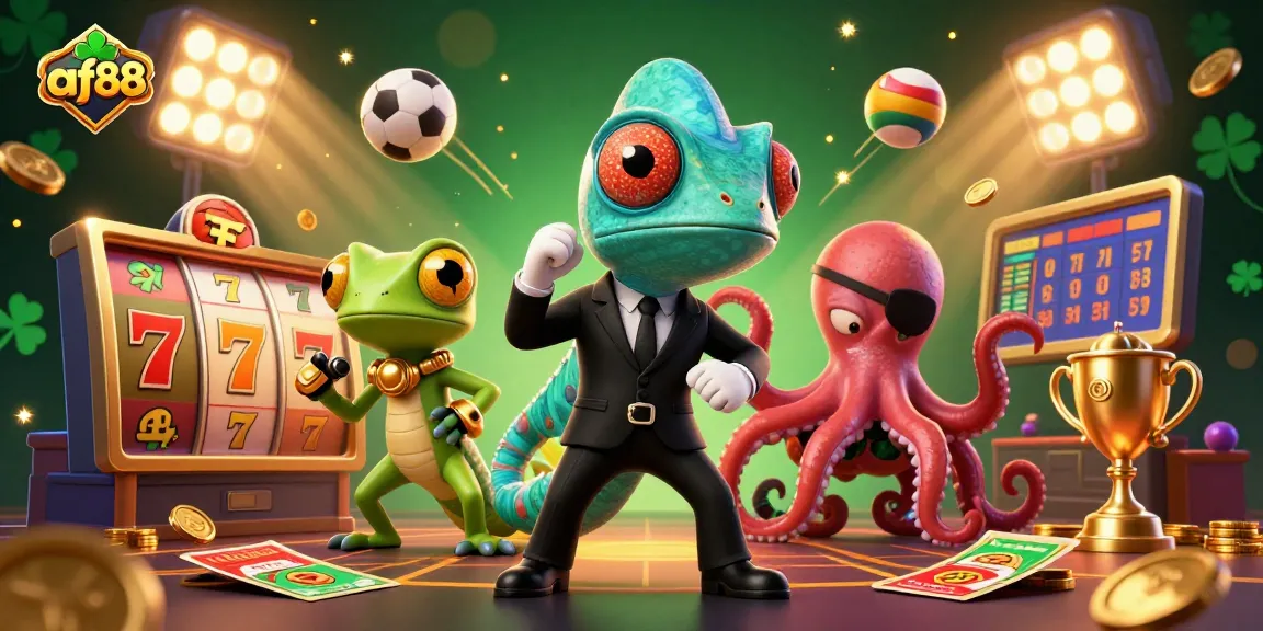 Join the action at af88 with vibrant 3D characters and casino elements in a dynamic scene.