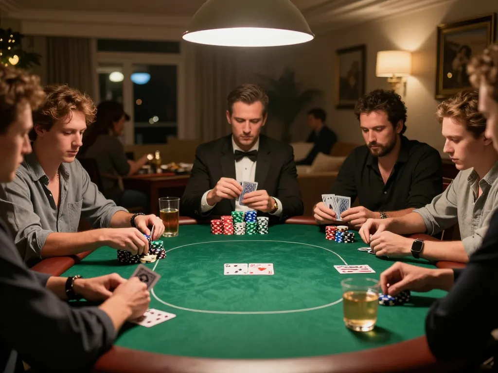 Players enjoying a strategic poker game at home, showcasing the excitement of Oxbet33.