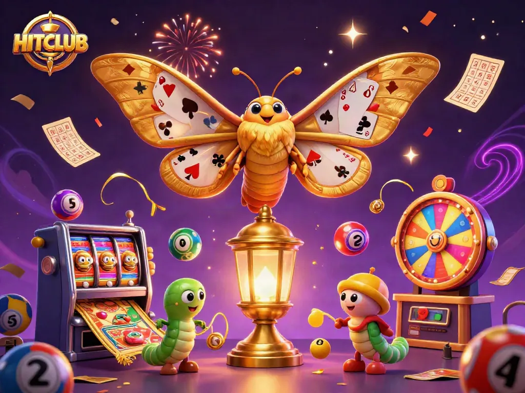 HITCLUB offers thrilling arcade games highlighted by vibrant slot machines and colorful lottery elements.