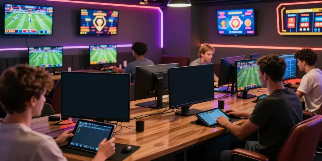 Players enjoying thrilling experiences at Man88 gaming lounge.