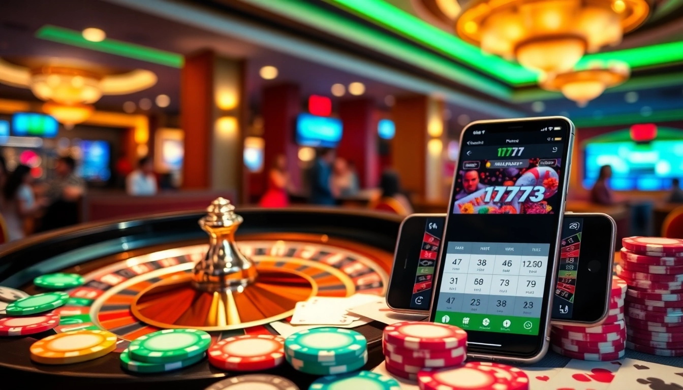 1777 bet app apk-এর সুবিধা এবং উত্তেজনা নিয়ে ক্যাসিনোর দৃশ্য চিত্রিত করুন।