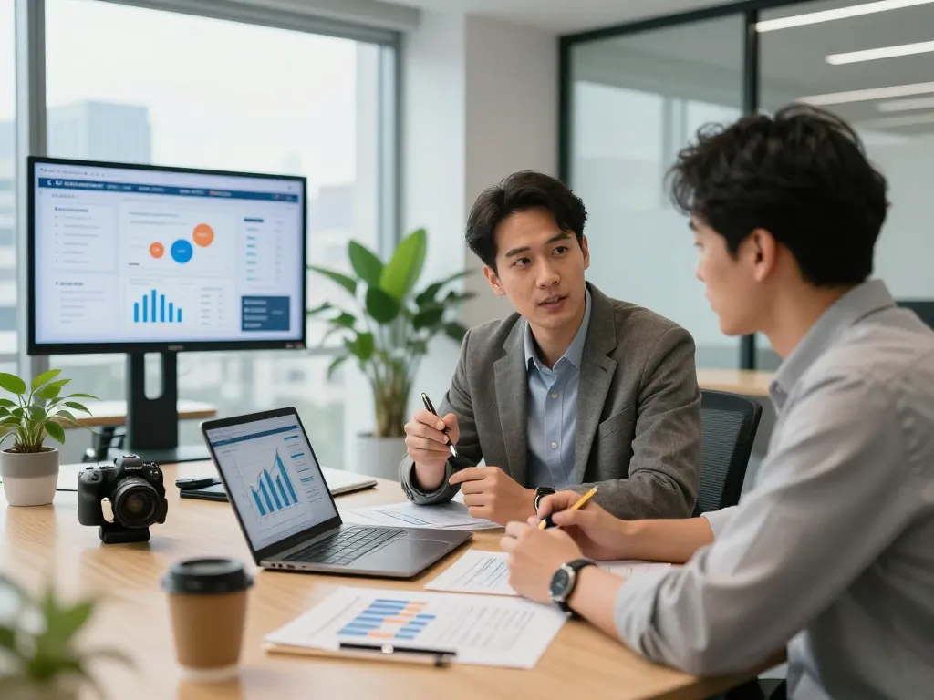 Engaging consulting session at https://7mvna.com/ showcasing digital strategy and growth metrics.