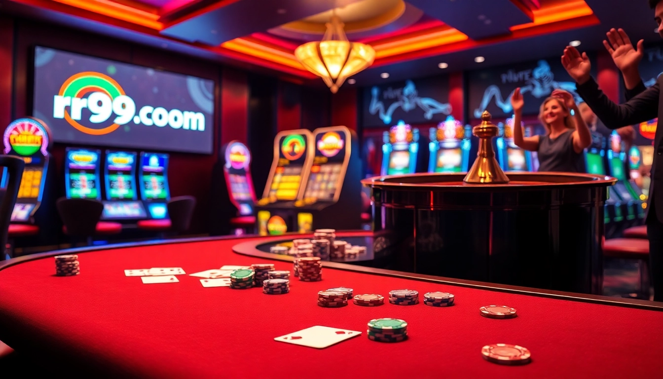 Experience thrilling gameplay at rr99.com with vibrant casino tables and engaging slot machines.