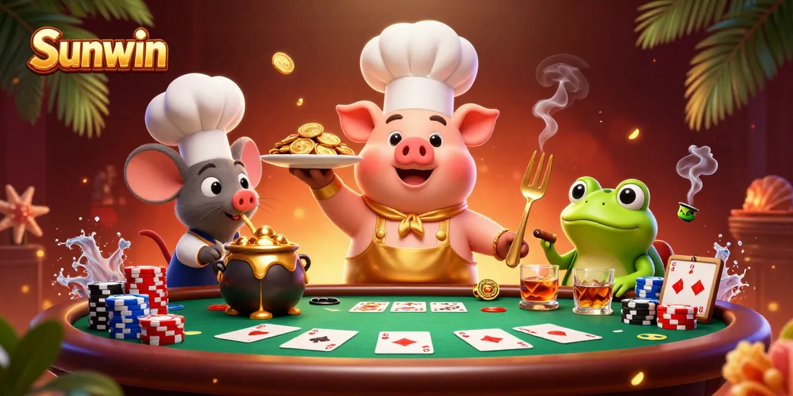 Sunwin invites players to stack poker chips for thrilling games in a vibrant casino atmosphere.