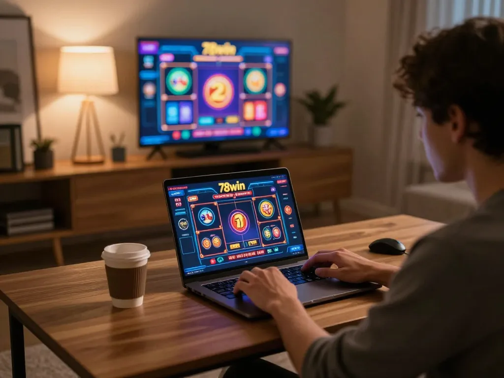 Player enjoying a dynamic game experience on 78win casino platform from home