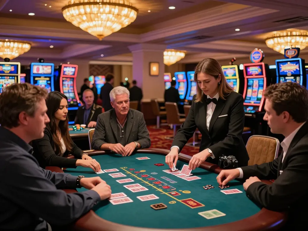 Players engaging in intense blackjack gameplay at bom88 casino, showcasing excitement and strategy.