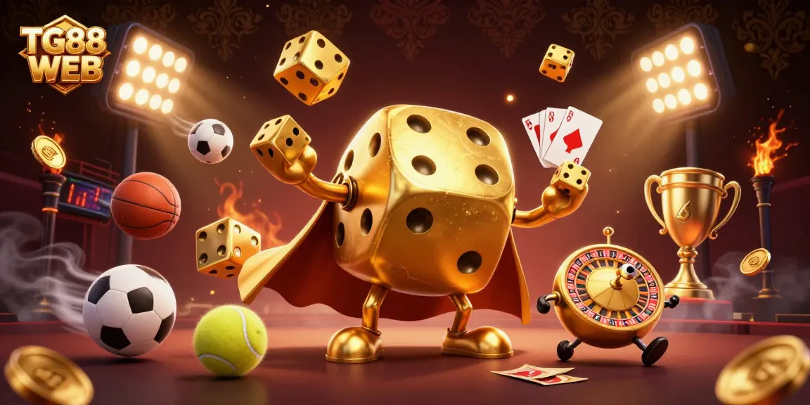 Experience the thrill of gambling with TG88 WEB's vibrant 3D casino scene full of excitement.