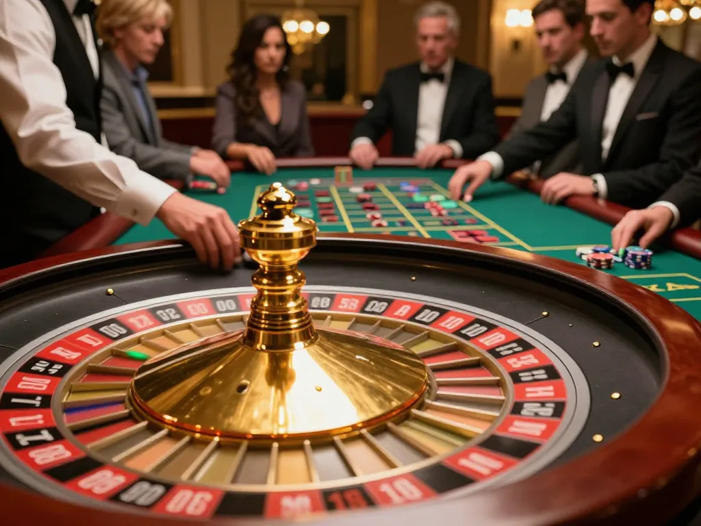 Players strategizing at a roulette table in a luxurious casino setting, highlighting the excitement of BL 555 gameplay
