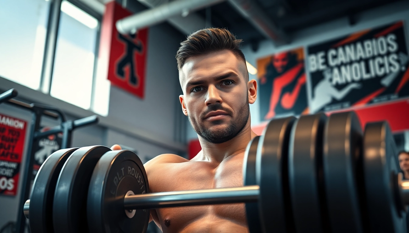A fitness enthusiast lifting weights, embodying strength with Canadian anabolics focus.