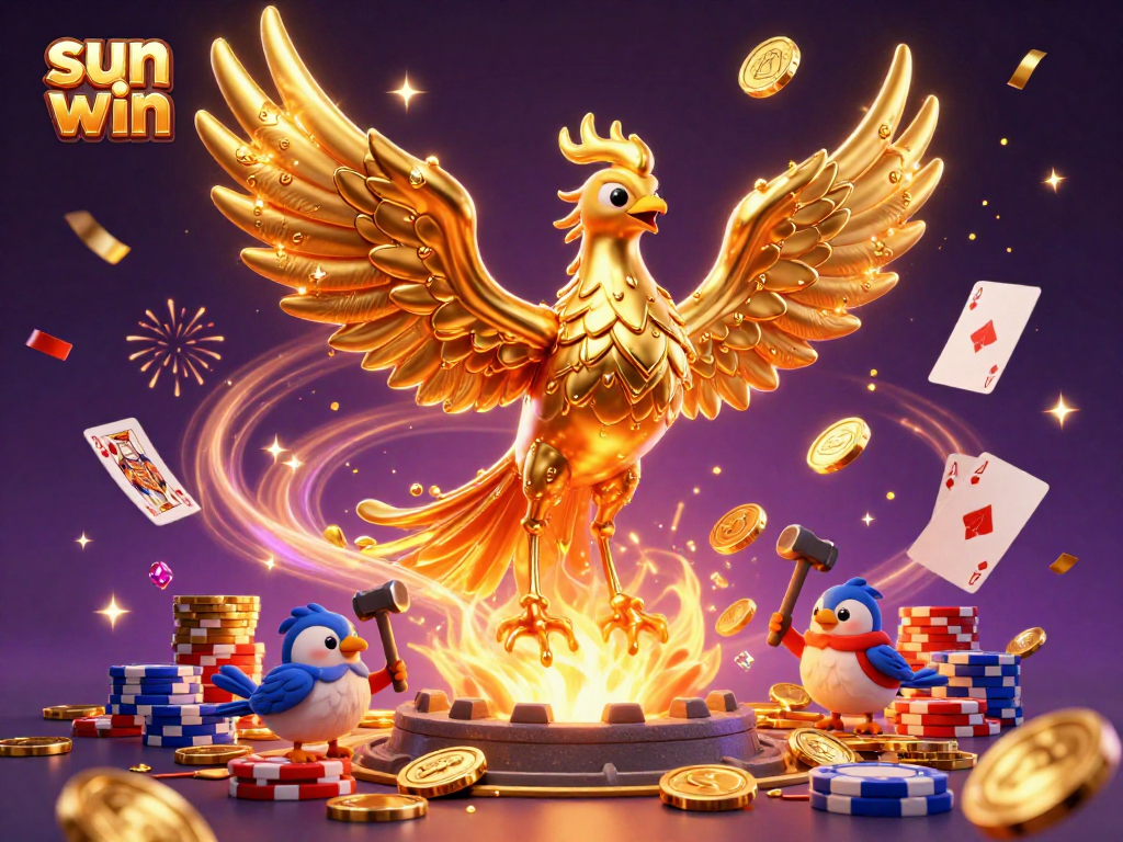 Engage with the sun win casino, featuring a golden phoenix and dynamic gaming elements.