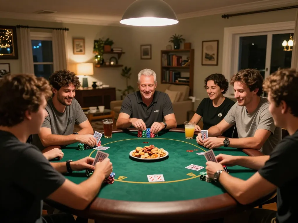 Người chơi LUCK8 tận hưởng một đêm poker hấp dẫn tại nhà với bầu không khí sôi động và lối chơi chiến lược.