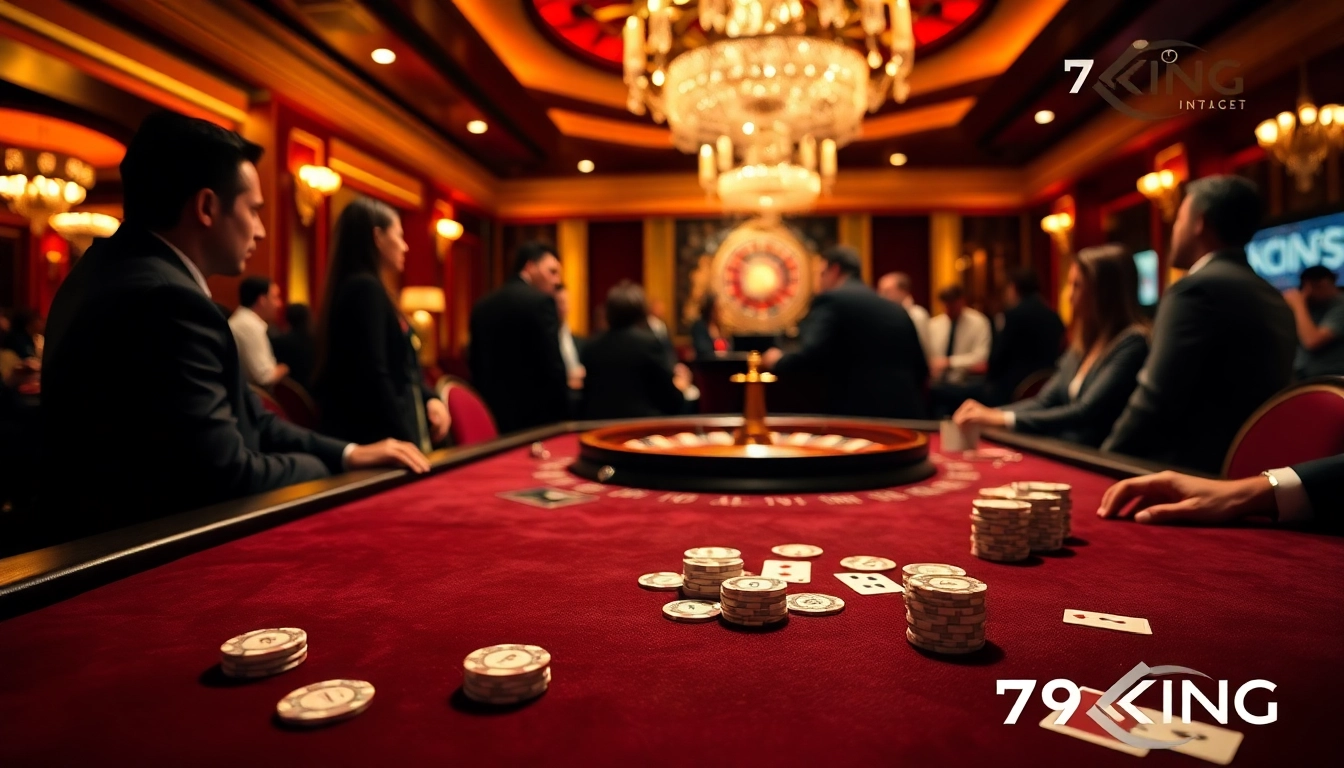 Engage in high-stakes poker with 79KING at a luxurious casino table.