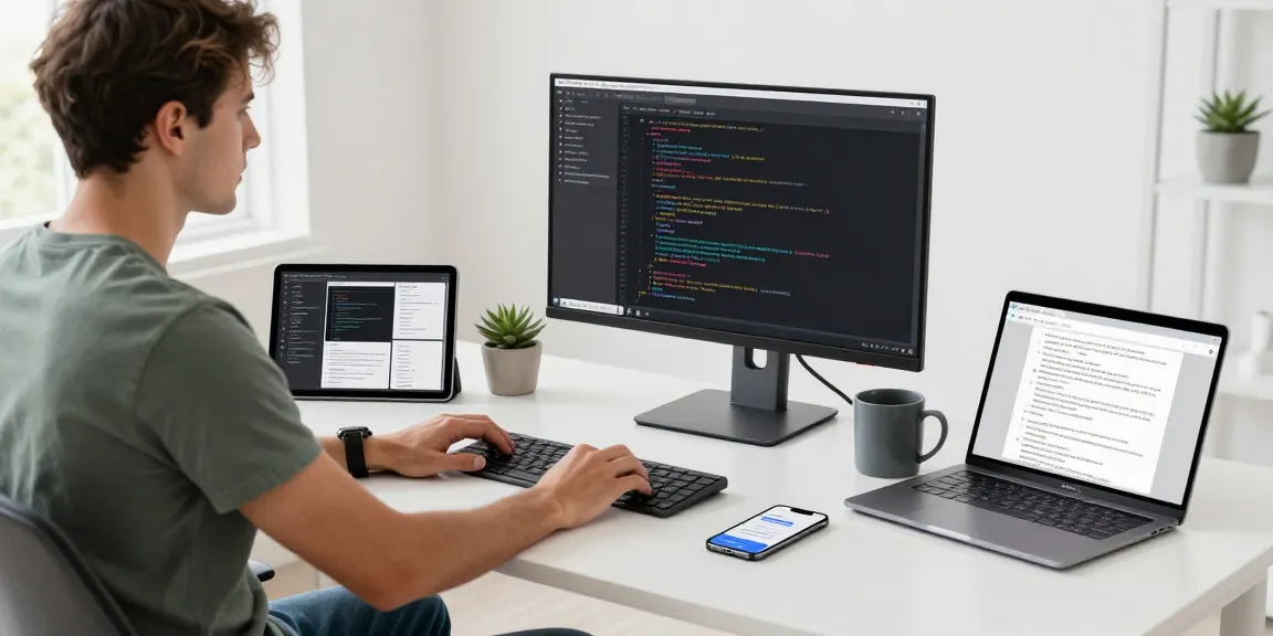 WPS Download in a modern office workspace with programmer coding and tech gadgets.
