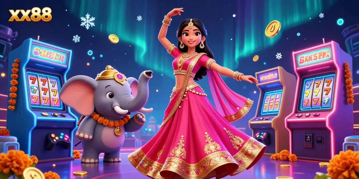 Spin the reels and win big at xx88 with vibrant casino-themed gaming elements and colorful characters.