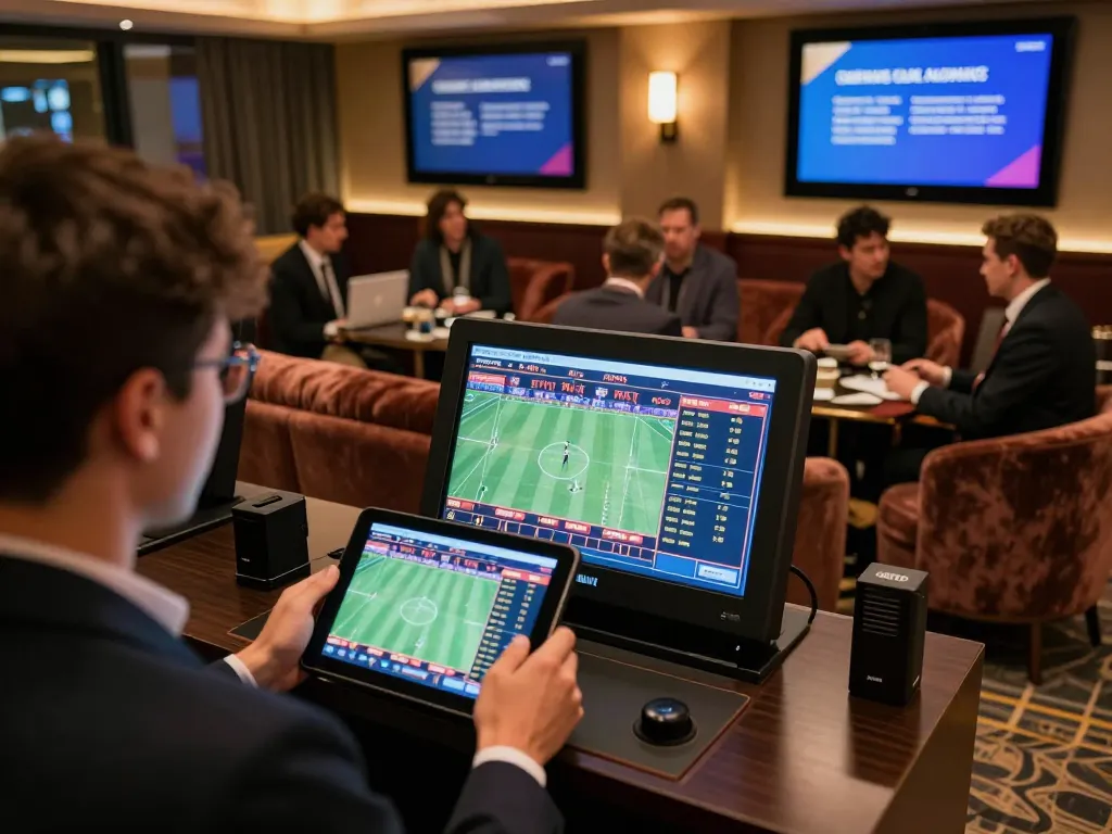 Placing bets at KK 55 sports betting terminal with live odds displayed