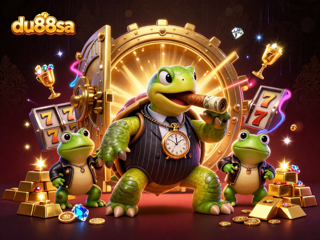 Experience the thrill of du88sa in a vibrant casino scene with cartoon characters and stunning treasures.
