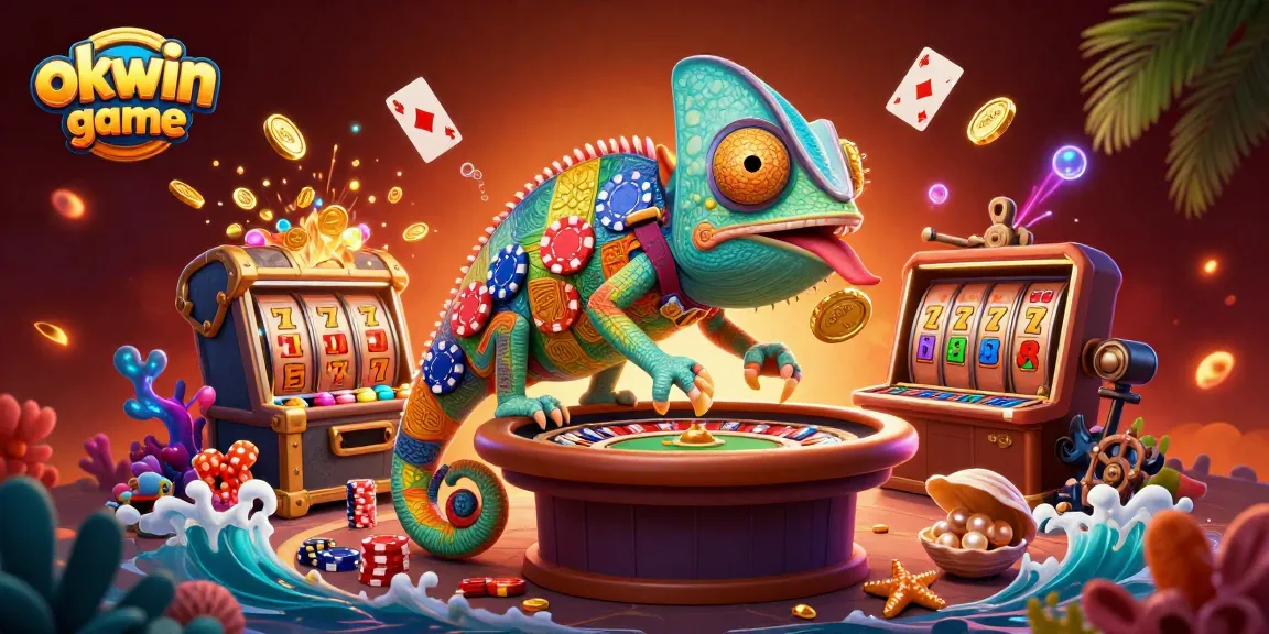 Experience the thrill of okwin game in this vibrant 3D casino scene with dynamic characters and exciting elements.